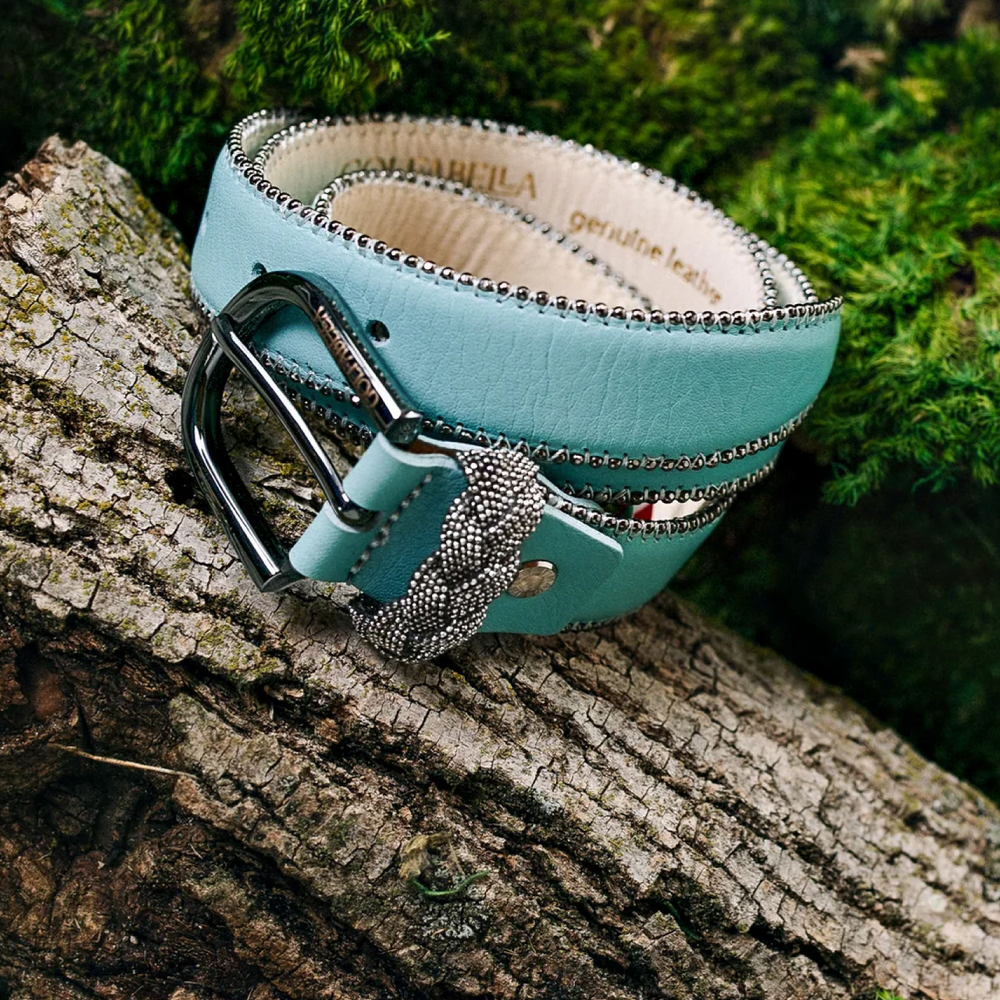 VITA ELEGANTE LEATHER BELT - Aqua